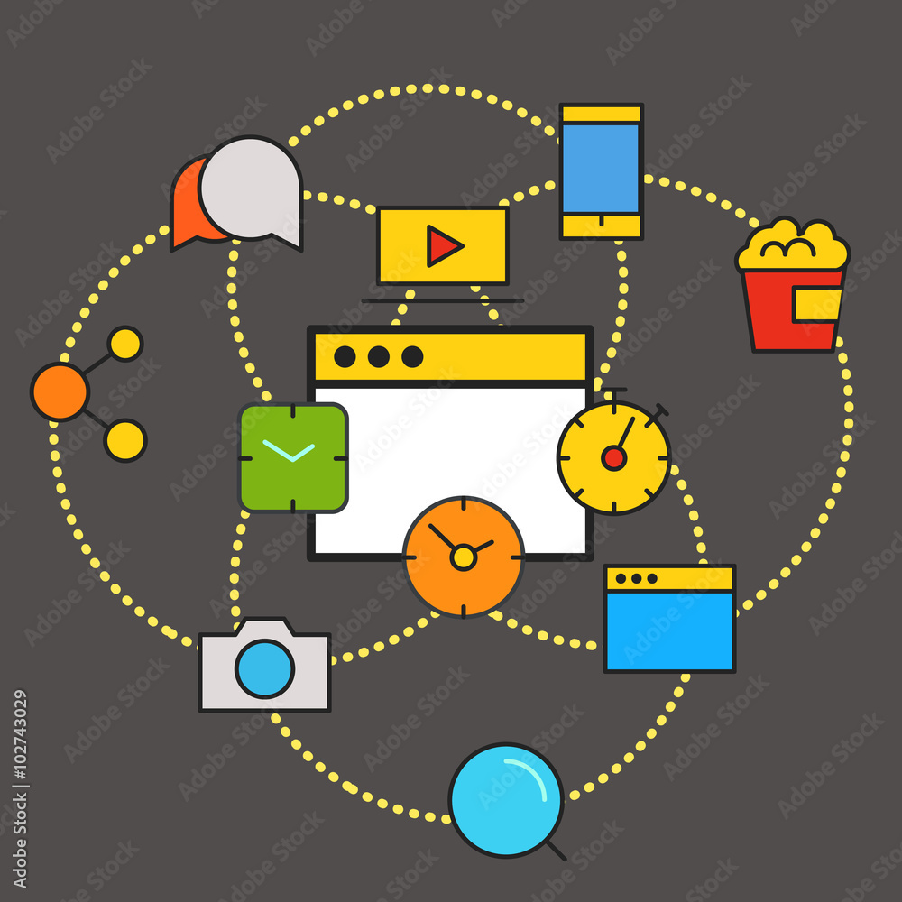 Aufkleber modern communication scheme. flat design concept