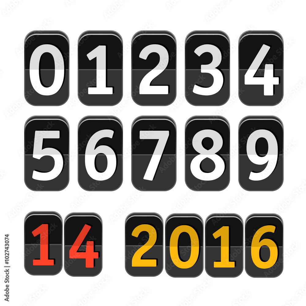 Poster Counter with digits set. Flat design