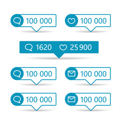 Different web informers. Frames with icons and digits