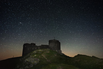 Carpathian Mountains. Mount Pop Ivan. Starry Sky over the observatory