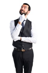 Luxury waiter thinking