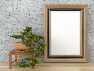 Empty modern style frame, 3D render