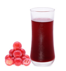 Glass of grape juice isolated on white