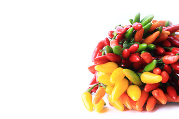 hot chili peppers isolated on white background