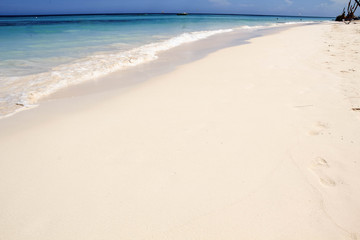 Wave of the sea on the sand beach