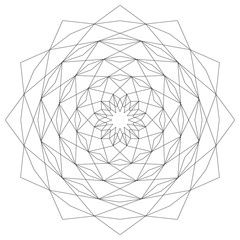 Obraz premium vector adult coloring book page circular astral geometric pattern mandala star black and white - mystic background