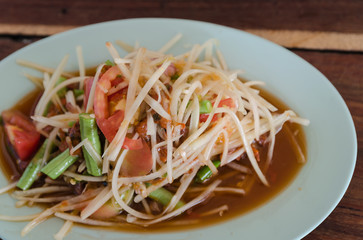 closeup papaya salad