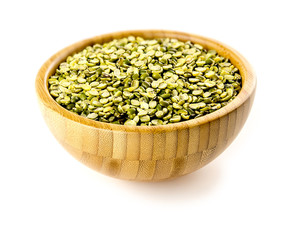 Indian urad dal lentils in rustic wooden bowl