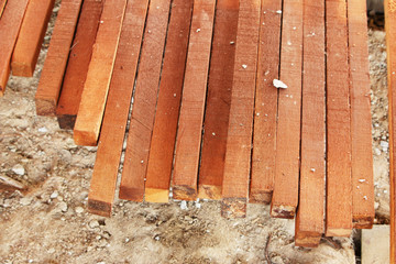 Wood Construction arranged soil background