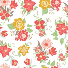 Foto op Canvas Seamless floral pattern © qilli
