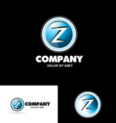 Letter Z logo 3d button