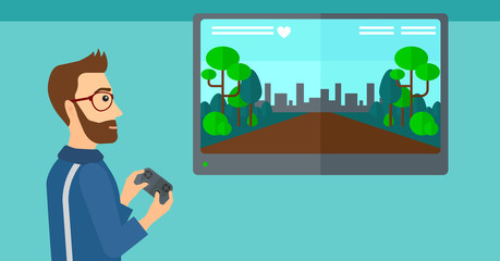 Man playing video game.