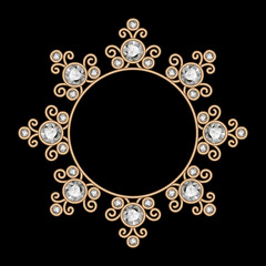 Jewelry gold circle frame