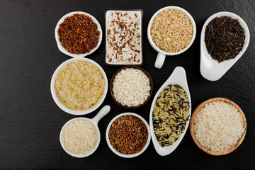 Different rice in bowls