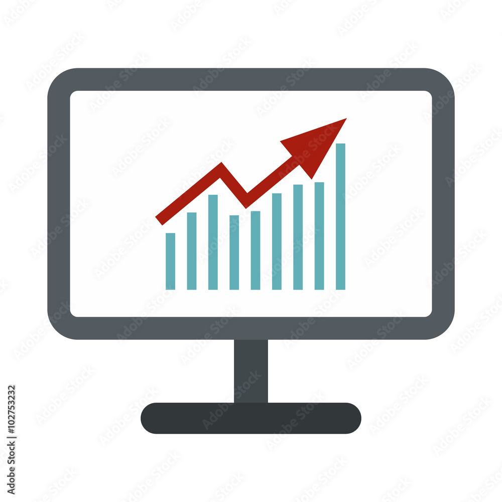 Poster graph on the computer monitor flat icon