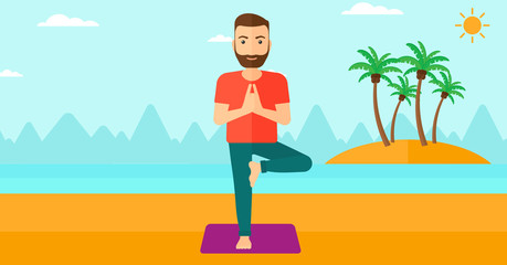 Fototapeta premium Man practicing yoga.