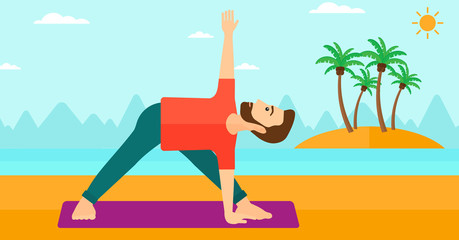 Obraz na płótnie Canvas Man practicing yoga.