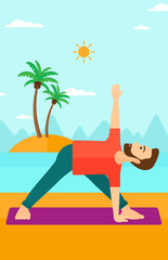 Obraz na płótnie Canvas Man practicing yoga.