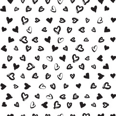 Hand-drawn seamless pattern with hearts