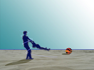 Padre Figlio/ immagine realizzata con il computer di un padre che gioca con il figlio su una spiaggia