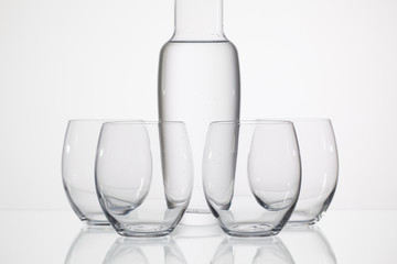 Glasses of water on the glass table