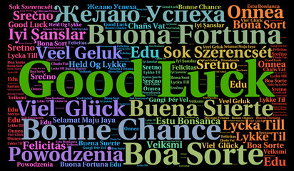 Good luck in different languages word cloud
