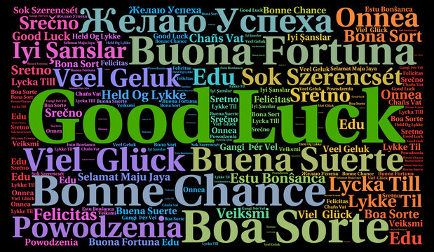 Good luck in different languages word cloud