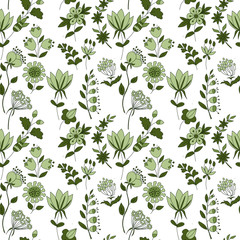 seamless pattern forest flowers