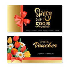 Spring Gift Cards and Vouchers with tulips.
