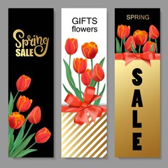 Spring Sale Banners with Tulips.