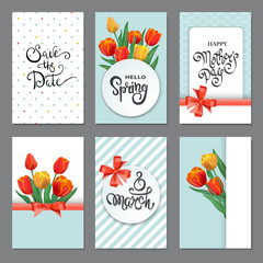Collection of Brochures With Tulips. Universal Cards Templates.