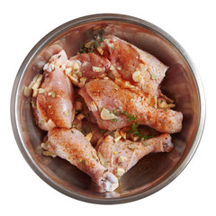 Chicken legs raw. Isolated white background.