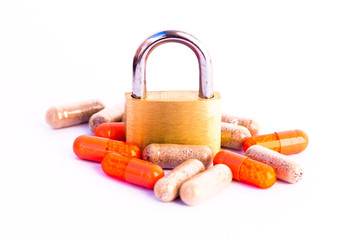 Padlock and medicine