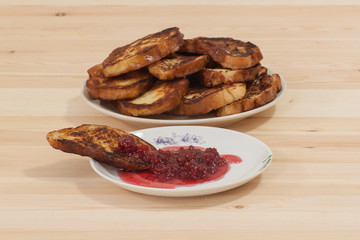 Toast with raspberry jam