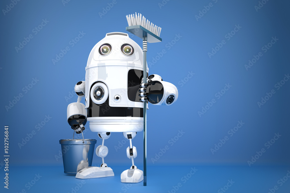Poster robot cleaner. technology concept. contains clipping path