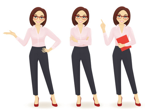 Elegant business woman in different poses