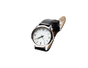 small mechanical wristwatch on a white background