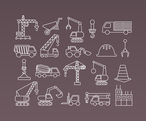 Construction icons. Cranes. Thin Line vector elements.