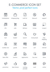 Commerce theme line icon set