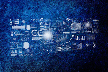Abstract high tech background with graphs and diagrams
