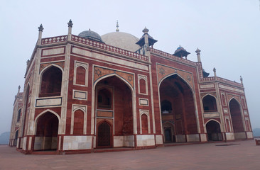 Humayun's Tomb in misty morning in Delhi, India