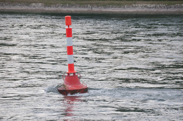 Schifffahrtsboje im Rhein bei Karlsruhe