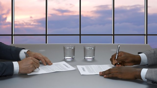 Signing of the international contract.
