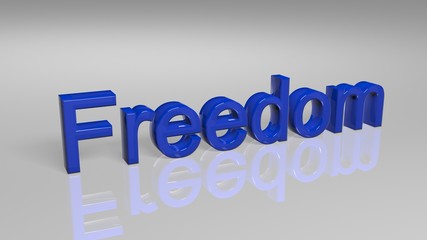 Fototapeta premium Freedom in blue letters isolated on white background