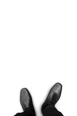 Black shoes standing on white