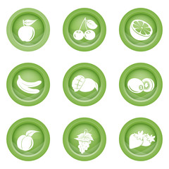 Set of fruits icons in green color