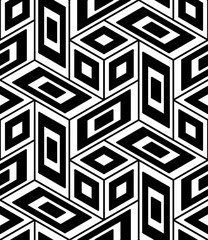 Fototapety  Vector modern seamless geometry pattern trippy, black and white abstract geometric background, pillow print, monochrome retro texture, hipster fashion design