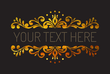 Hand drawn gold textured decorative border.
