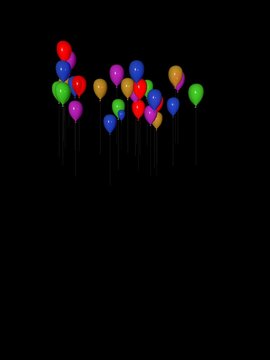 Several flying colored balloons