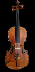 Fototapeta na wymiar Violin orchestra musical instruments isolated on black.